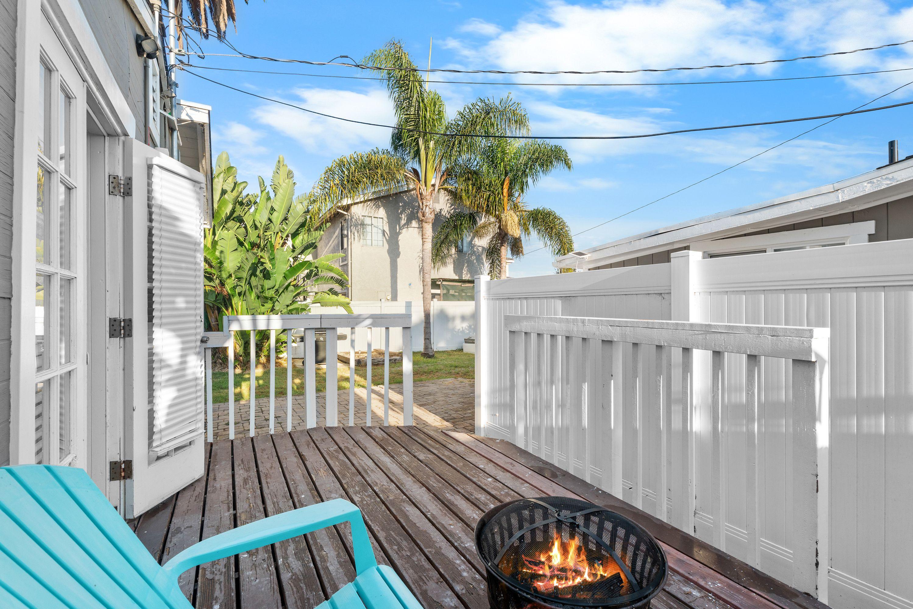 Private deck with fire pit