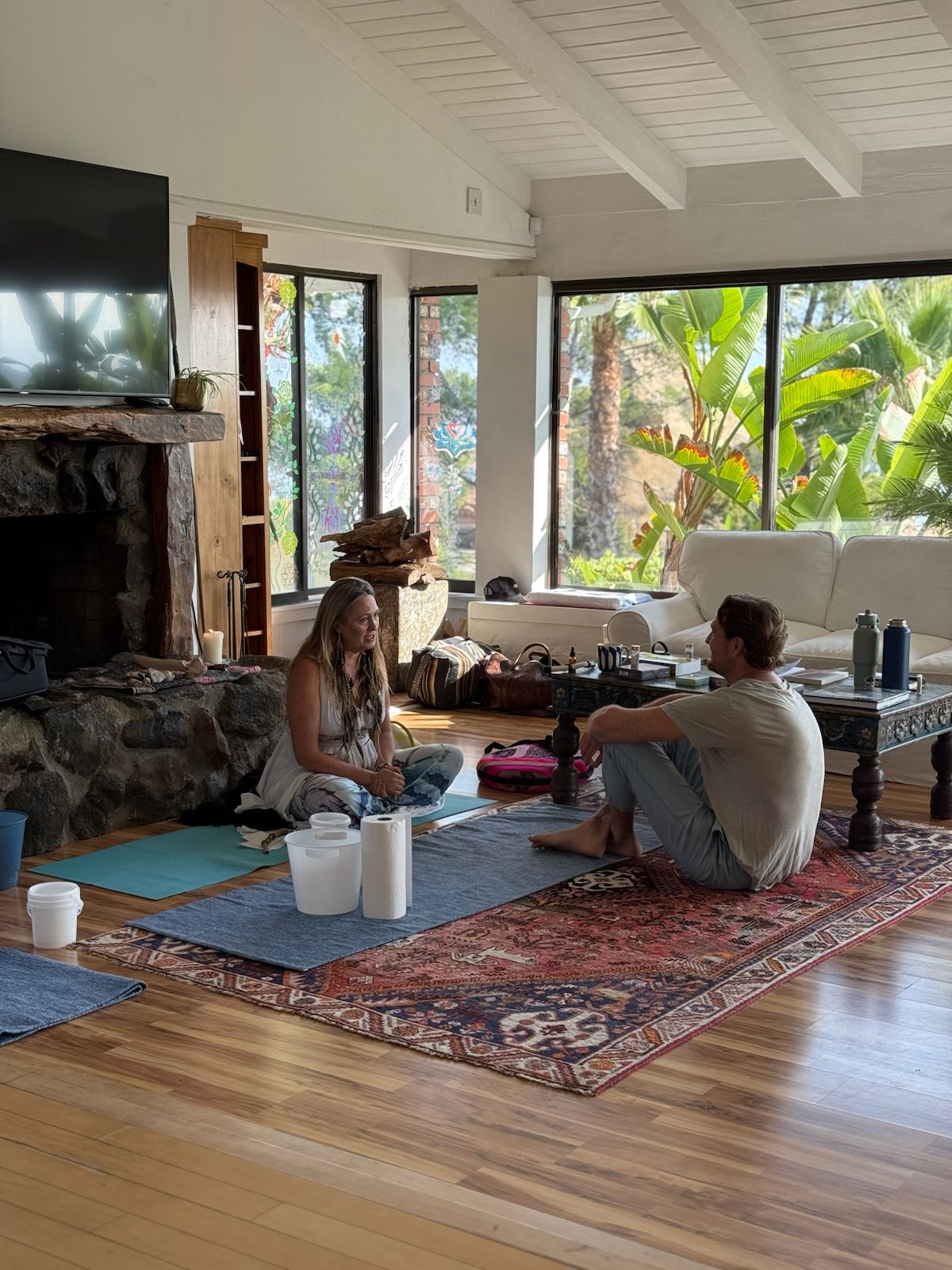 Intimate session by the fireplace — Casa Topanga